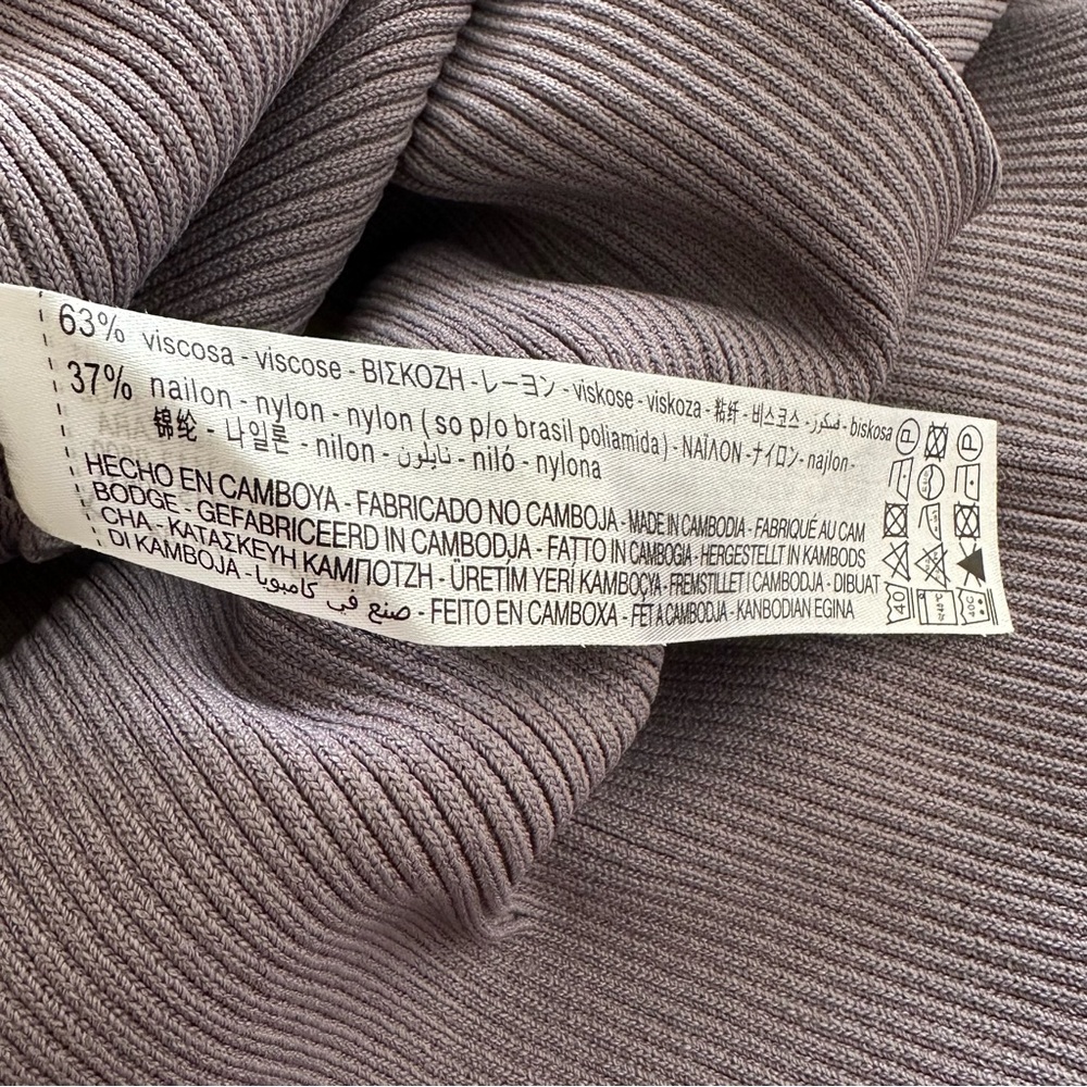 Zara Gray Ribbed Knit 2 Piece Skirt & Top Set With Side Opening & Tie Size NWOT - Picture 7 of 10